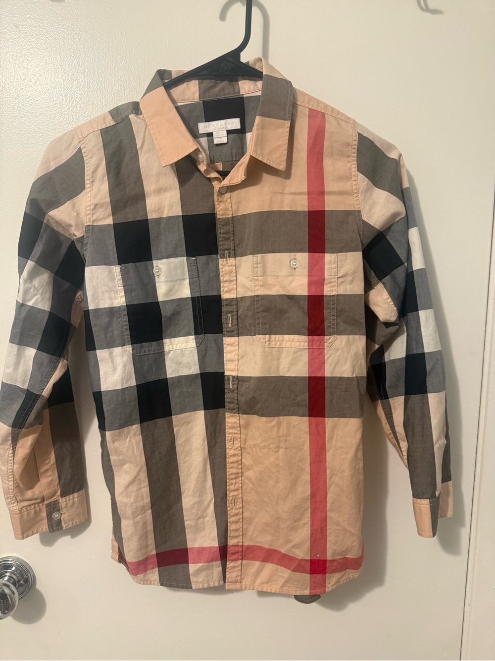 Burberry Classic Plaid kids Button-Down Shirt - Beige, Black & Red